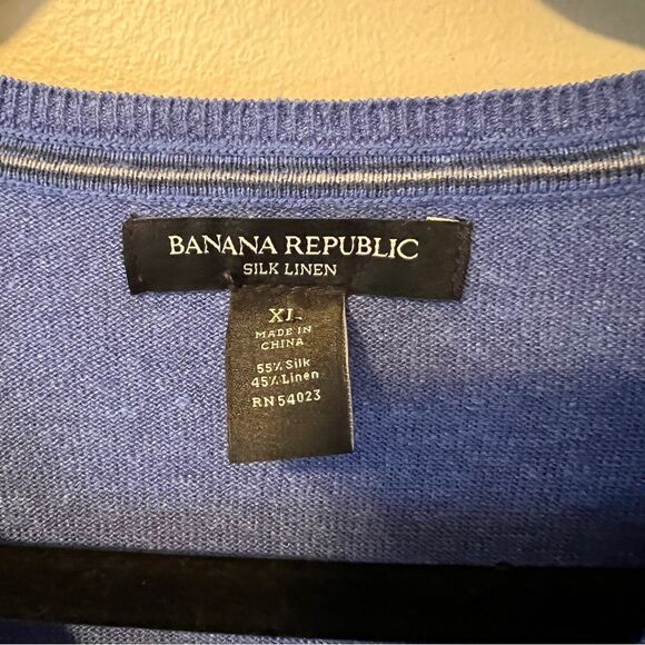 Banana Republic Men’s Blue Silk Linen Blend Long Sleeve Sweater Size Extra Large - Picture 3 of 5